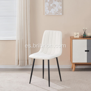 Silla de comedor PU blanca con 4 piernas negras